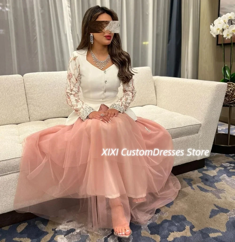 Customized فساتين سهرة Long Sleeves Zipper Up Luxury Evening Dresses 2025 Ruffle Ankle-Length Square Neckline Prom Dresses Linin
Customized فساتين سهرة Long Sleeves Zipper Up Luxury Evening Dresses 2025 Ruffle Ankle-Length Square Neckline Prom Dresses Linin