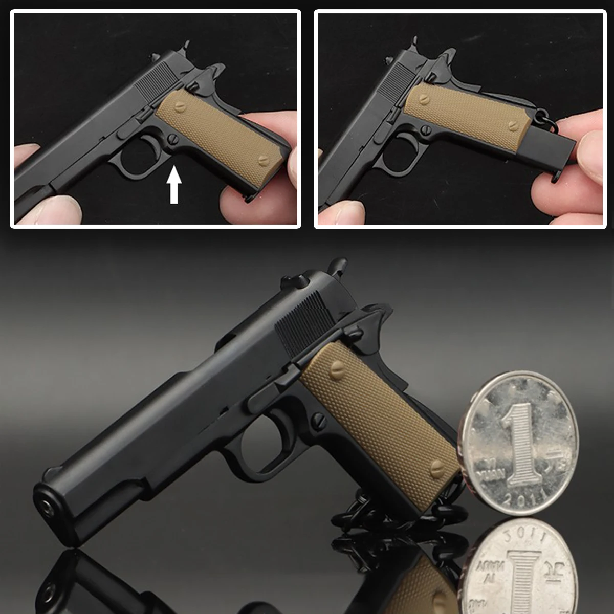 1911 Pistol Model Keychain Detachable Empty Chamber Decorative Collection Used as Backpack Pendant Hunting Clothing Accessories
1911 Pistol Model Keychain Detachable Empty Chamber Decorative Collection Used as Backpack Pendant Hunting Clothing Accessories