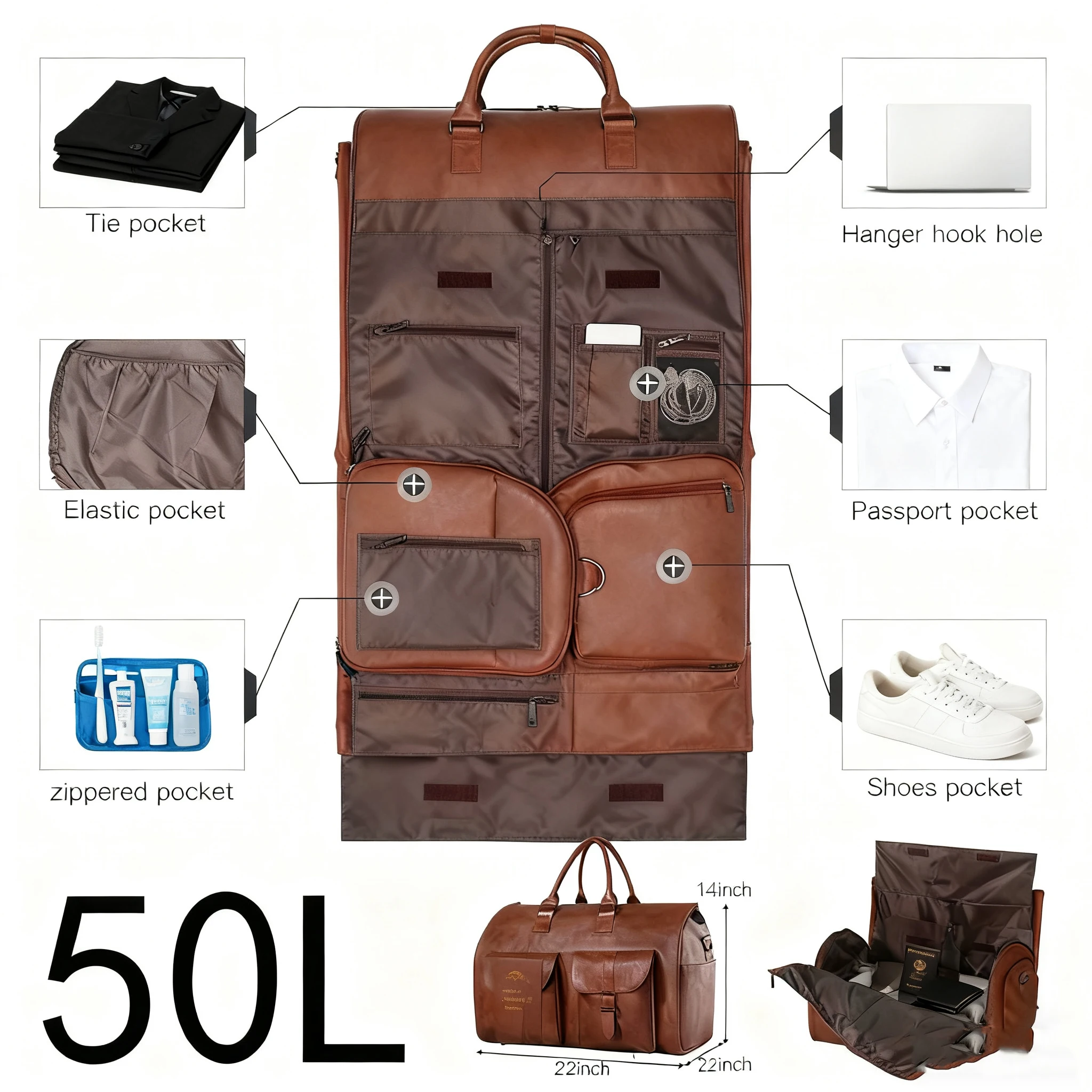 Portable Large Capacity Travel Bag Foldable Leather Multifunctional Duffel Bag Gym Clothes Totes Men Women's Business Travel Bag
Portable Large Capacity Travel Bag Foldable Leather Multifunctional Duffel Bag Gym Clothes Totes Men Women's Business Travel Bag
