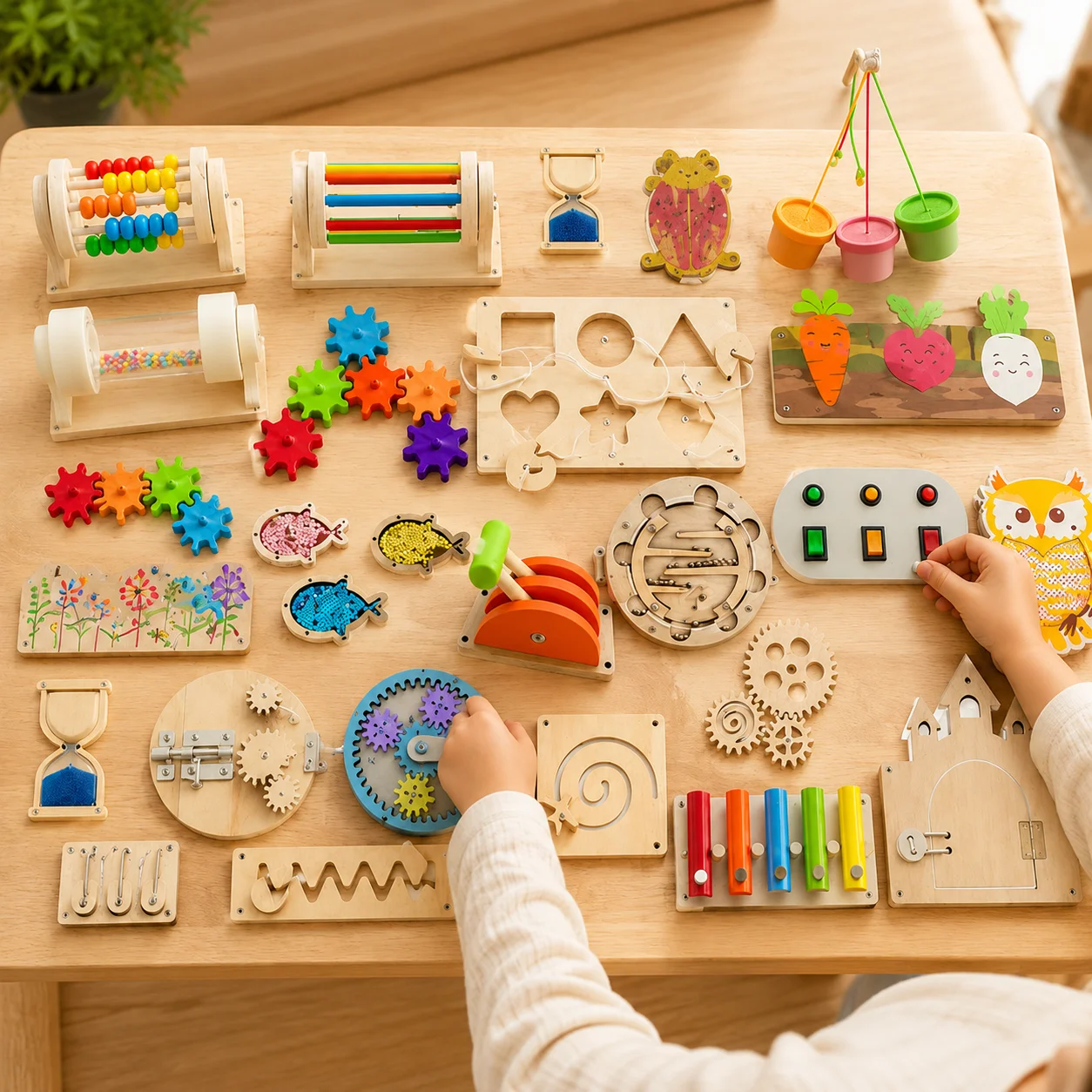 DIY Montessori Busy Board Accessories Set Wooden Sensory Activity Toys Gear Switch LED Light Drum Beads Educational Learning Toy
DIY Montessori Busy Board Accessories Set Wooden Sensory Activity Toys Gear Switch LED Light Drum Beads Educational Learning Toy