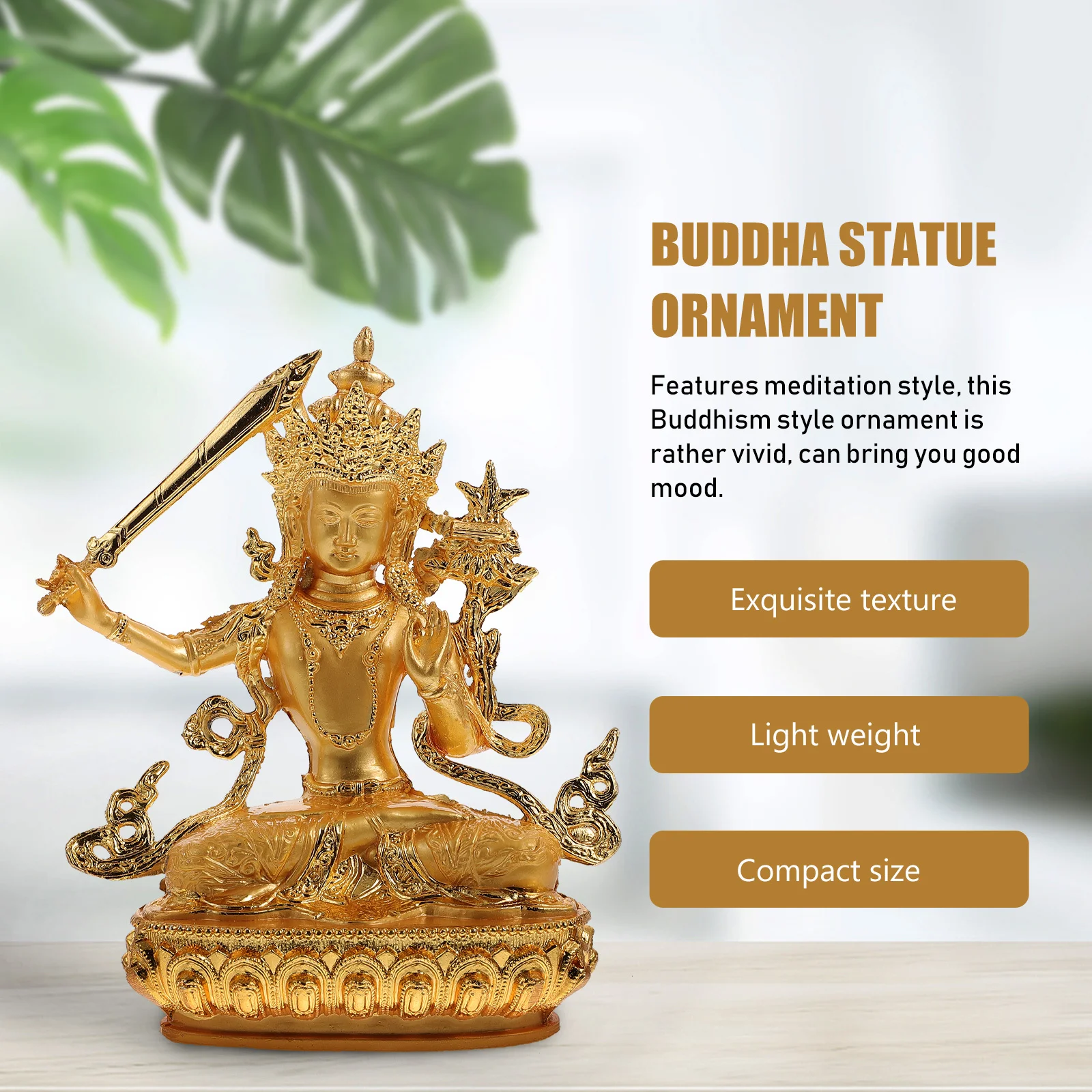 Gold-Plated Manjushri Bodhisattva Alloy Buddha Statue Desktop Meditation Decor Vintage Buddhism Sculpture Home Office Temple
Gold-Plated Manjushri Bodhisattva Alloy Buddha Statue Desktop Meditation Decor Vintage Buddhism Sculpture Home Office Temple