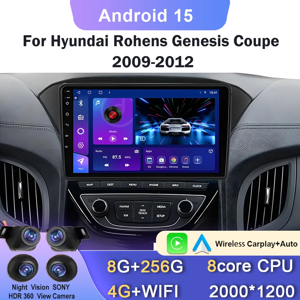 Car Radio For Hyundai Rohens Genesis Coupe 2009-2012 Multimedia Navigation GPS Wireless CarPlay Head Unit Stereo Touch Screen
Car Radio For Hyundai Rohens Genesis Coupe 2009-2012 Multimedia Navigation GPS Wireless CarPlay Head Unit Stereo Touch Screen