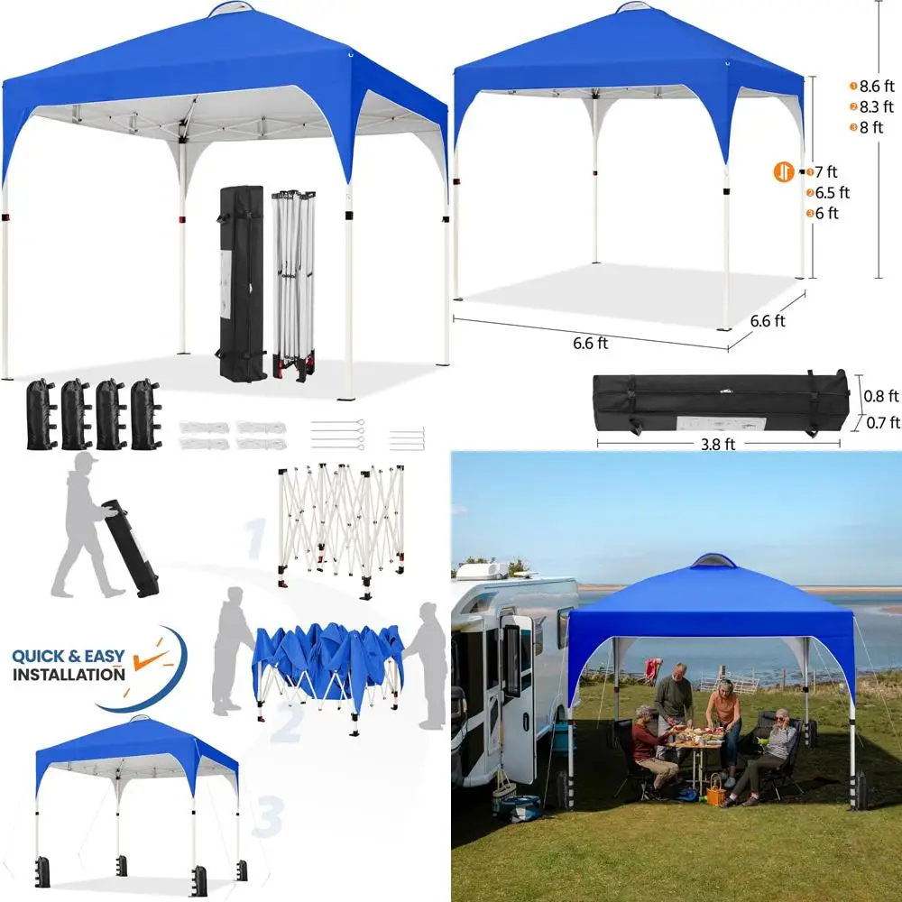 Instant Pop Up Canopy Tent 6.6x6.6ft, Easy Setup, Vented Sun Shelter with Wheeled Bag, 4 Sandbags, 8 Stakes, Outdoor Shelter
Instant Pop Up Canopy Tent 6.6x6.6ft, Easy Setup, Vented Sun Shelter with Wheeled Bag, 4 Sandbags, 8 Stakes, Outdoor Shelter