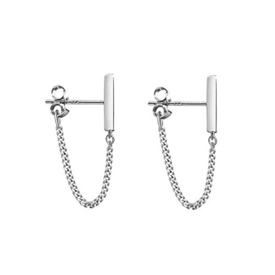 Solid 925 Sterling Silver Stud Earrings Minimalist Bar Earrings with Chain Dangle Earrings For Women
Solid 925 Sterling Silver Stud Earrings Minimalist Bar Earrings with Chain Dangle Earrings For Women