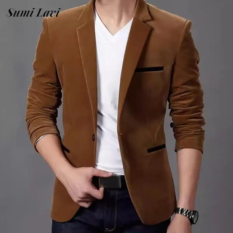 Стильная мужская приталенная куртка, пальто, осень-зима, винтажный костюм на пуговицах с отложным воротником, пальто для мужчин, повседневные куртки с длинными рукавами 
Стильная мужская приталенная куртка, пальто, осень-зима, винтажный костюм на пуговицах с отложным воротником, пальто для мужчин, повседневные куртки с длинными рукавами