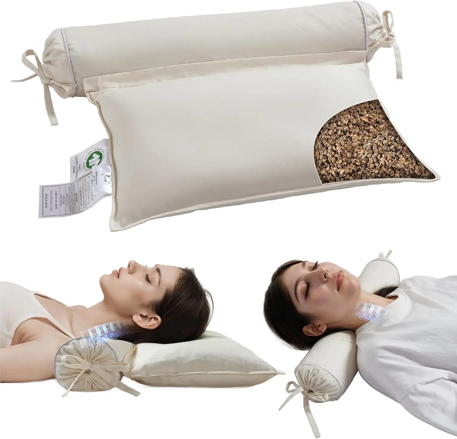 2-in-1 Adjustable Buckwheat Pillow for Neck Support, Ergonomic Design for All Sleepers with Organic Cotton Case
2-in-1 Adjustable Buckwheat Pillow for Neck Support, Ergonomic Design for All Sleepers with Organic Cotton Case