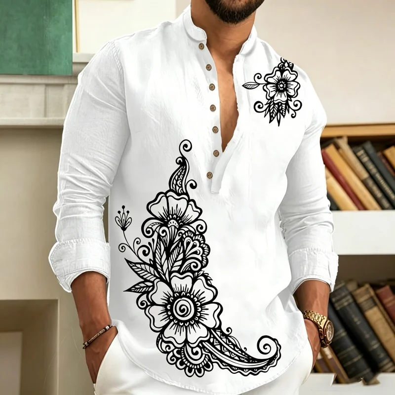 2026 new men's shirt Henry shirt Bohemian style printed breathable casual long sleeved stand up collar men's top XS-6XL size
2026 new men's shirt Henry shirt Bohemian style printed breathable casual long sleeved stand up collar men's top XS-6XL size