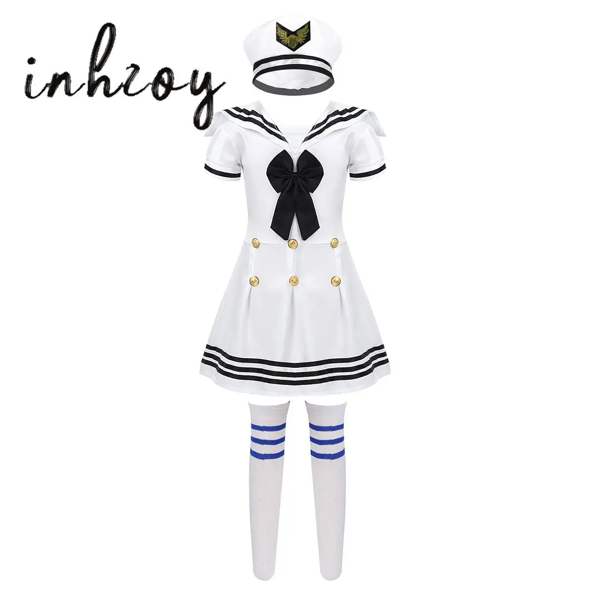 3Pcs Kids Girls Sailor Uniform Halloween Cosplay Costume School Chorus Stage Performance Dancewear Short Sleeve Dress+Hat+Socks
3Pcs Kids Girls Sailor Uniform Halloween Cosplay Costume School Chorus Stage Performance Dancewear Short Sleeve Dress+Hat+Socks