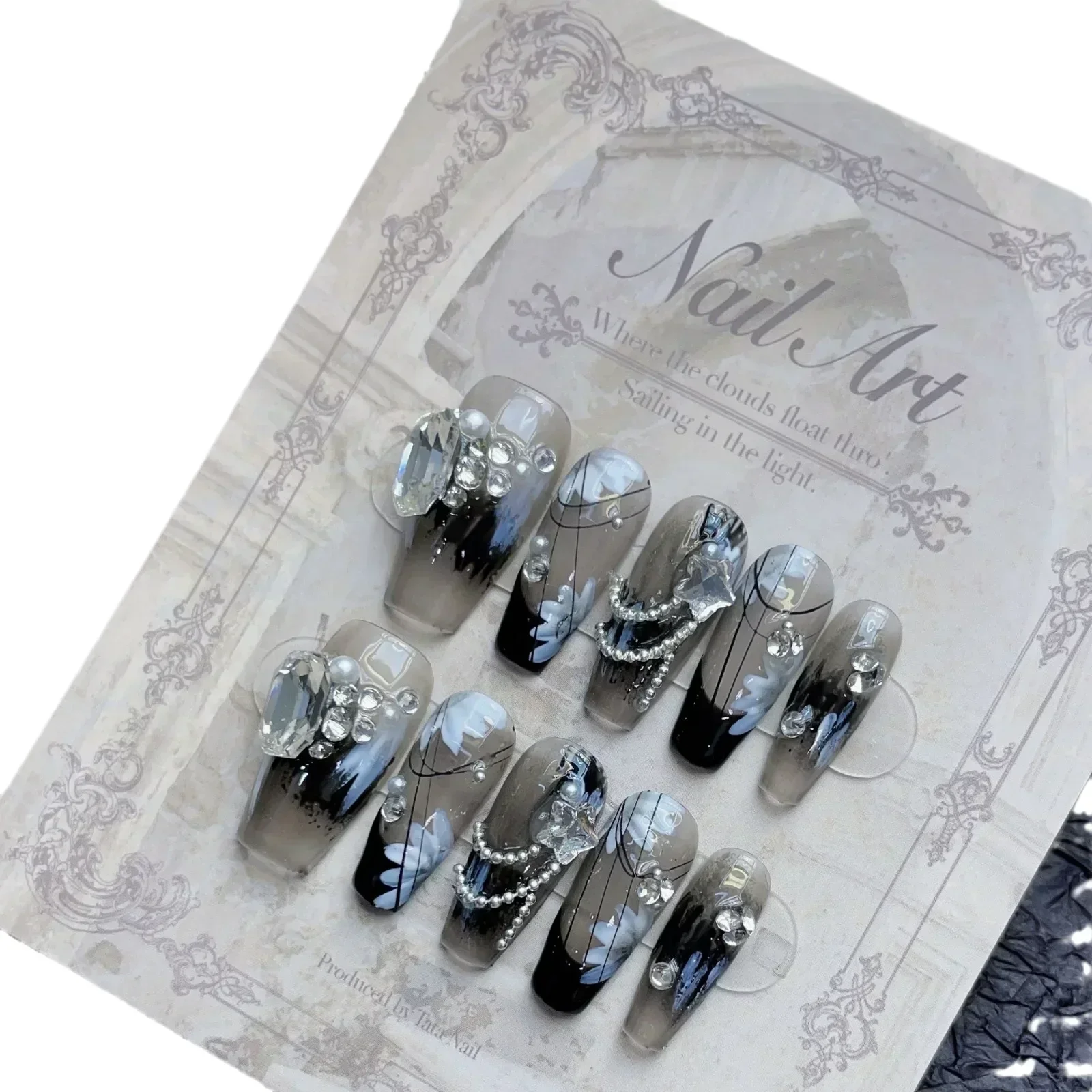 10Pcs Black Handmade Press on Nails Flower Ballet Wearable Rhinestone False Nails Decoration Chinese Manicure Fake Nails Tips
10Pcs Black Handmade Press on Nails Flower Ballet Wearable Rhinestone False Nails Decoration Chinese Manicure Fake Nails Tips