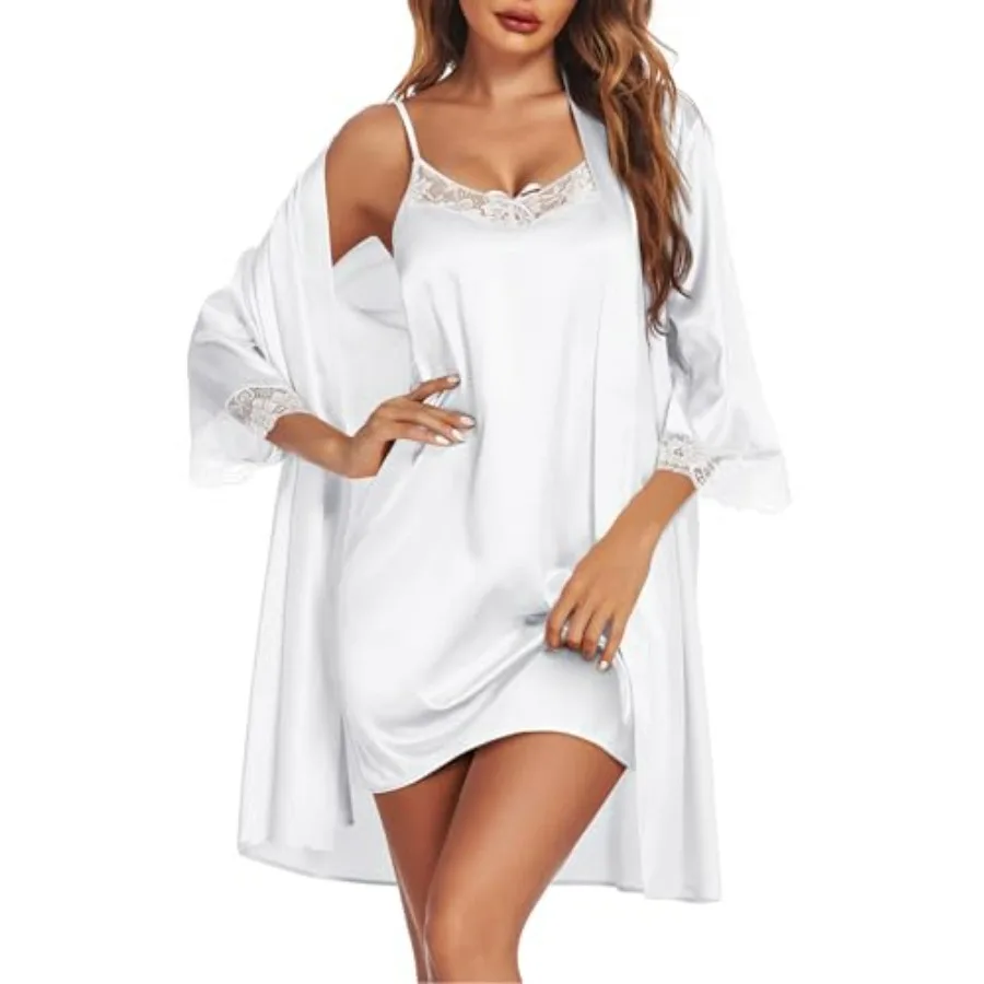 Sleepwear Women's Satin Nightgown with Robes Set 2 Pcs Sexy Lace Cami Nightwear
Sleepwear Women's Satin Nightgown with Robes Set 2 Pcs Sexy Lace Cami Nightwear