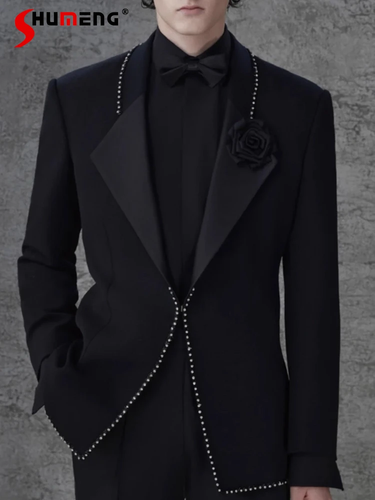 Men's 2026 Spring New Fashion Long Sleeve Suit Jackets Handmade Beading High-end Elegant Trendy Rose Brooch Decoration Jackets
Men's 2026 Spring New Fashion Long Sleeve Suit Jackets Handmade Beading High-end Elegant Trendy Rose Brooch Decoration Jackets