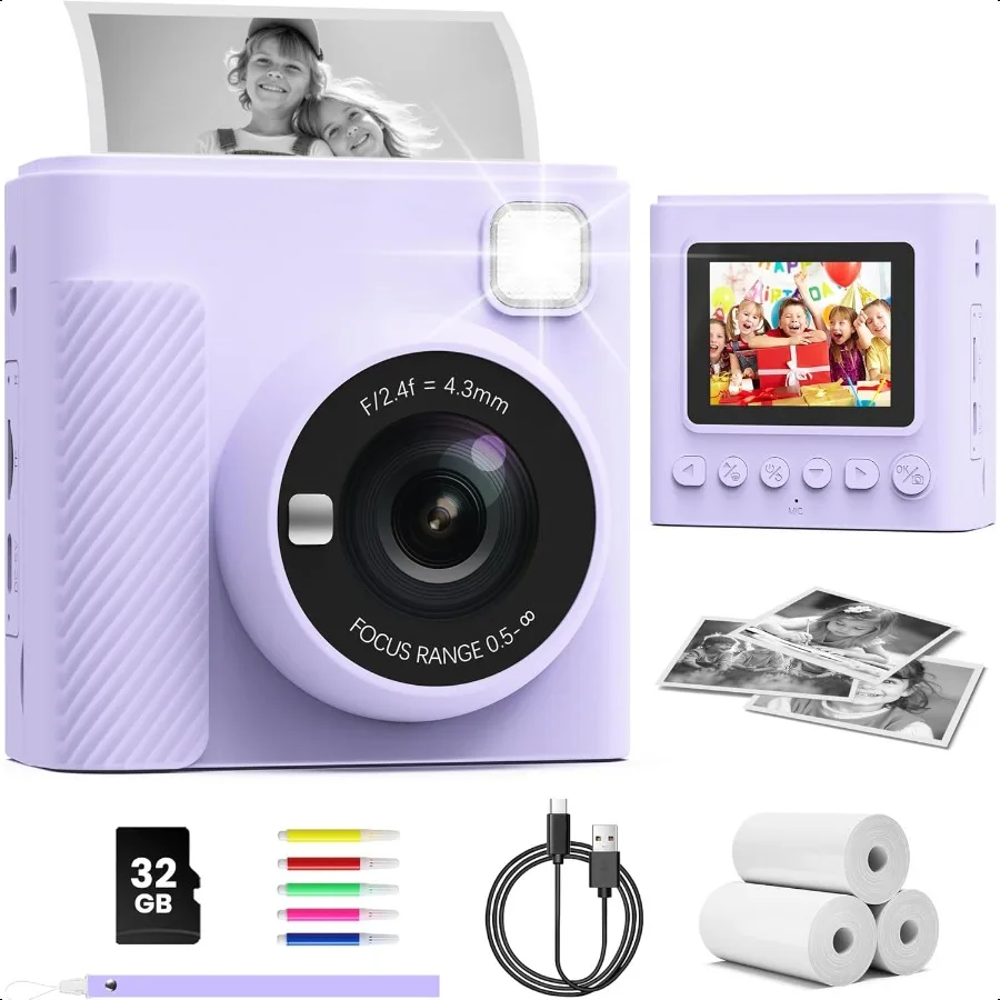 Instant Print Camera Christmas Birthday Gifts for Girls and Boys 1080P HD Video Digital Camera with Print Paper 32G Card Toddle 
Instant Print Camera Christmas Birthday Gifts for Girls and Boys 1080P HD Video Digital Camera with Print Paper 32G Card Toddle