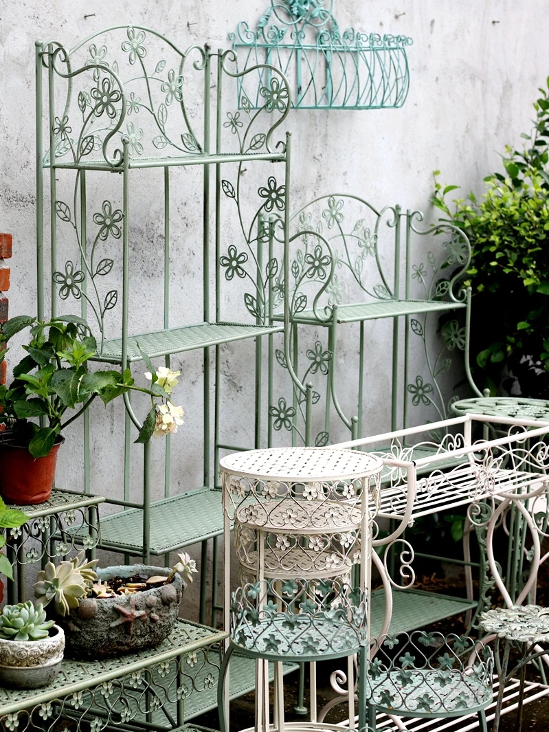 European ladder wrought iron flower stand outdoor courtyard white art foldable shelf outdoor balcony retro decoration
European ladder wrought iron flower stand outdoor courtyard white art foldable shelf outdoor balcony retro decoration