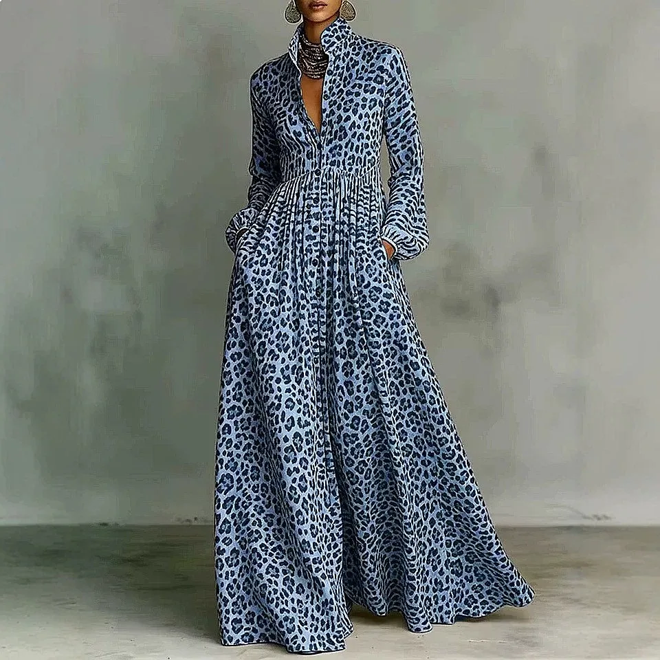 Women's Floral Print Long Dress with Turn-Down Collar & Single-Breasted Design, Elegant A-Line Maxi Dresses for Spring Summer
Women's Floral Print Long Dress with Turn-Down Collar & Single-Breasted Design, Elegant A-Line Maxi Dresses for Spring Summer