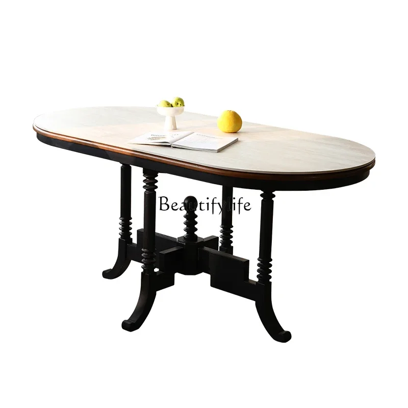 LD33-*French retro solid wood dining table modern simple small apartment oval cherry wood retro wind rock slab home
LD33-*French retro solid wood dining table modern simple small apartment oval cherry wood retro wind rock slab home