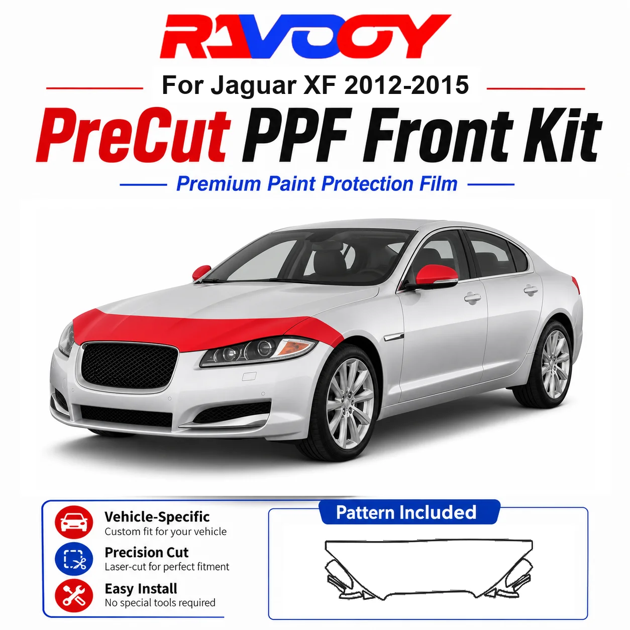 8.5mil TPU Precut PPF Kit For Jaguar XF 2012-2015 - Hood, Partial Fenders & Full Mirror Set - Self-Healing Gloss Clear Bra Film
8.5mil TPU Precut PPF Kit For Jaguar XF 2012-2015 - Hood, Partial Fenders & Full Mirror Set - Self-Healing Gloss Clear Bra Film