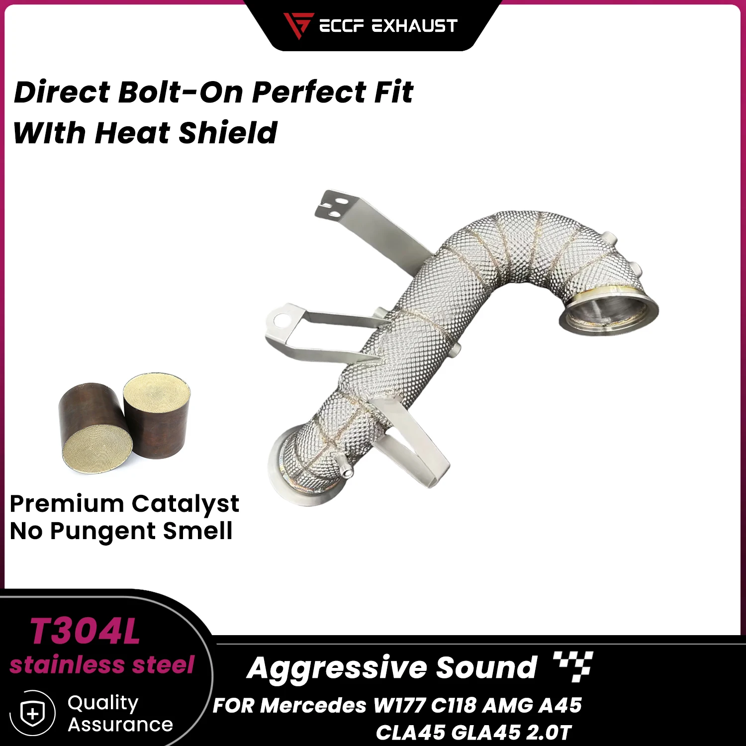 Sporty High quality Downpipe With Heat Shield For Mercedes W177 C118 AMG A45 CLA45 GLA45 2.0T High Flow Performance Upgrade
Sporty High quality Downpipe With Heat Shield For Mercedes W177 C118 AMG A45 CLA45 GLA45 2.0T High Flow Performance Upgrade