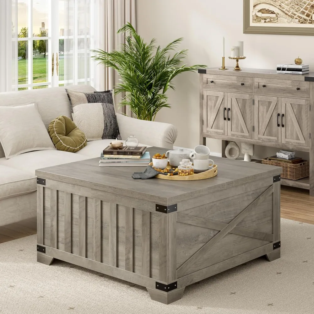 Farmhouse Coffee Table with Storage, 35.4" Square Center Table with Hinged Lift Top, Vintage Wood Cocktail Table with Thickened
Farmhouse Coffee Table with Storage, 35.4" Square Center Table with Hinged Lift Top, Vintage Wood Cocktail Table with Thickened