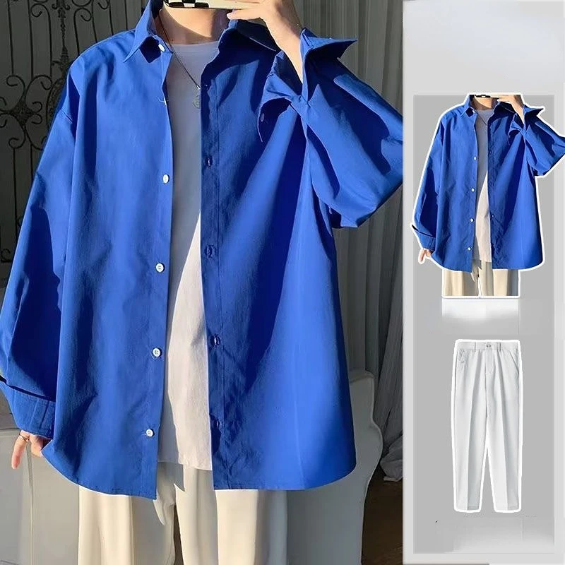 2023 Men Spring Fashion Solid Color Sets Male Loose Streetwear Lapel Short Sleeve Shirt & Pants Men Casual 2 Piece Suits F56
2023 Men Spring Fashion Solid Color Sets Male Loose Streetwear Lapel Short Sleeve Shirt & Pants Men Casual 2 Piece Suits F56