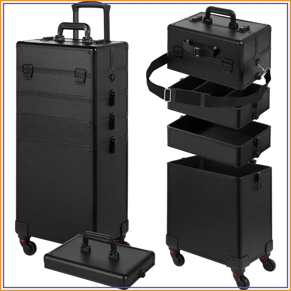 5 in 1 Rolling Makeup Case with Lid, Large Cosmetology Case on Wheels, Professional Makeup Organizer for Salon, Barber, Black
5 in 1 Rolling Makeup Case with Lid, Large Cosmetology Case on Wheels, Professional Makeup Organizer for Salon, Barber, Black