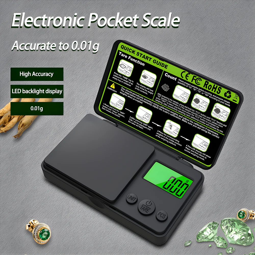 Mini Jewelry Scale 0.01g Electronic Stainless Steel Digital Pocket Scale Gold Gram Balance Portable Kitchen Scale Weighting Tool
Mini Jewelry Scale 0.01g Electronic Stainless Steel Digital Pocket Scale Gold Gram Balance Portable Kitchen Scale Weighting Tool