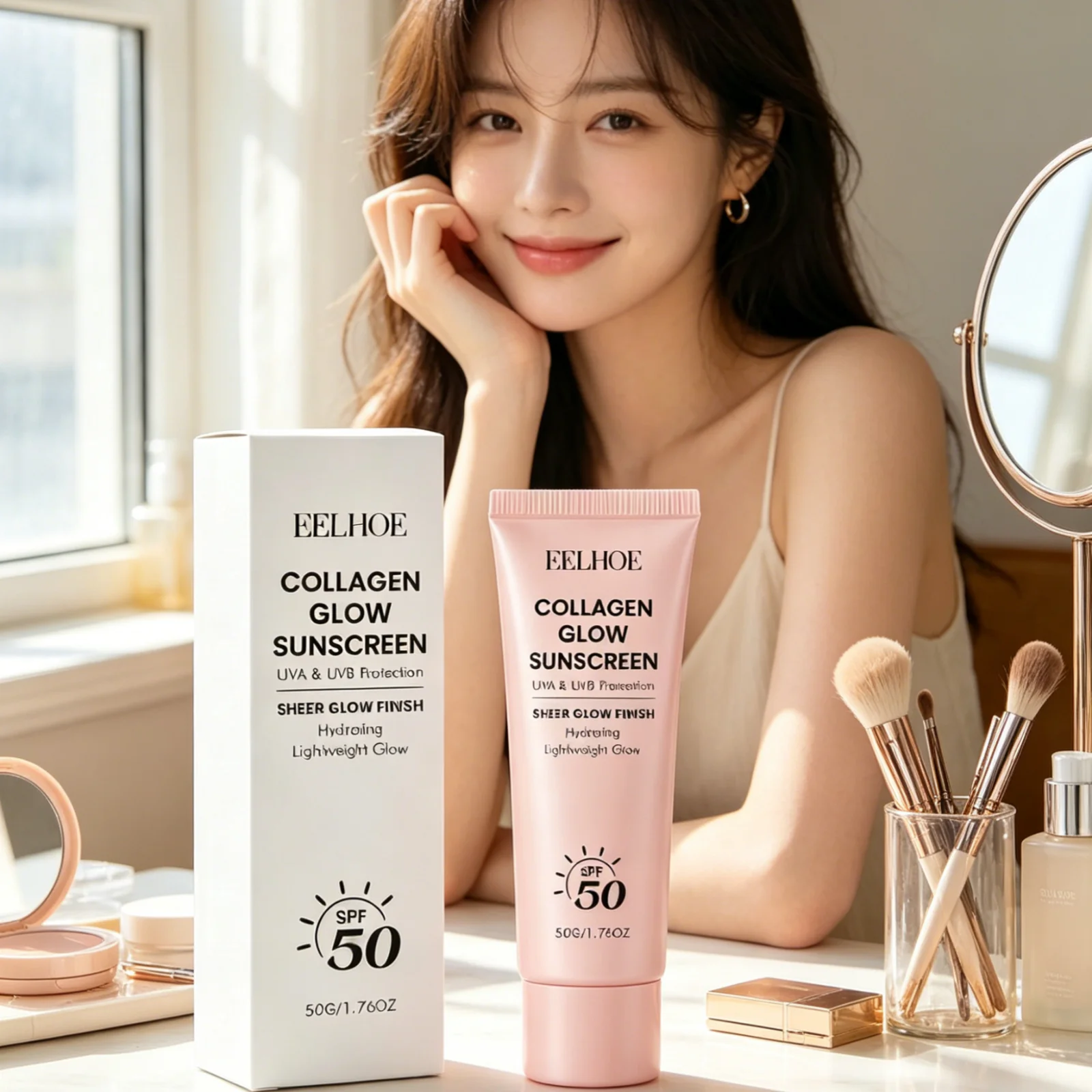 EELHOE Collagen Glow Sunscreen UV Protection Moisturizing Brightening Skin Tone Lightweight Non Drying Pre Makeup Face Sunscreen
EELHOE Collagen Glow Sunscreen UV Protection Moisturizing Brightening Skin Tone Lightweight Non Drying Pre Makeup Face Sunscreen