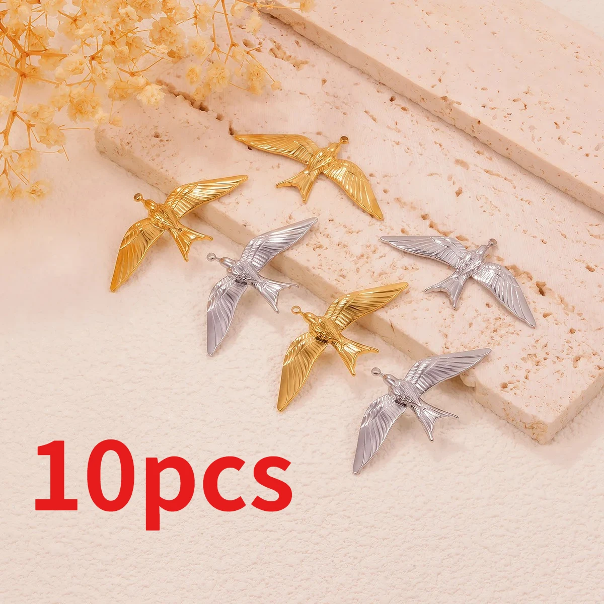 10Pcs Stainless Steel Birds Charms Pendent for Women Fashion Jewelry Minimalist Accessories Wholesale
10Pcs Stainless Steel Birds Charms Pendent for Women Fashion Jewelry Minimalist Accessories Wholesale