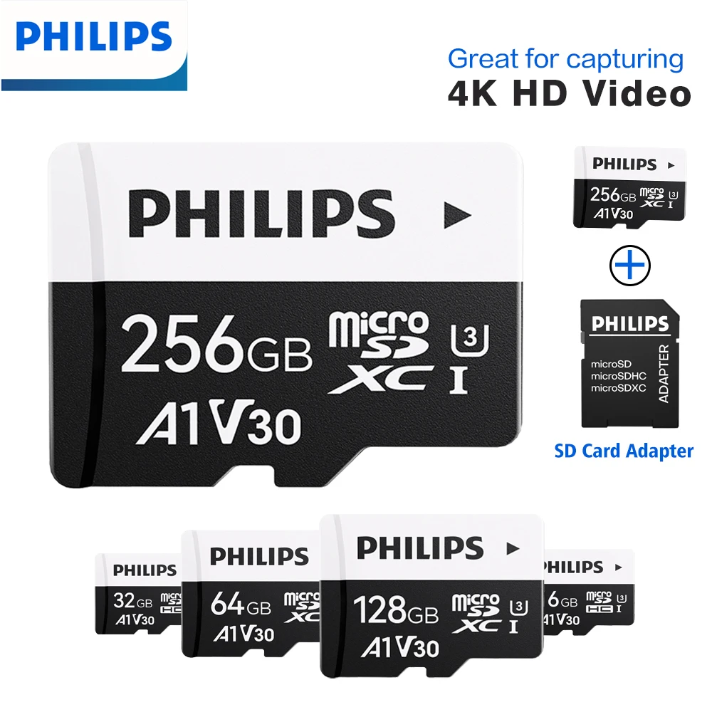 Philips Micro TF SD-карта 128 ГБ 64 ГБ Высокоскоростная карта памяти U3 4K 256 ГБ TF-флеш-карта для смартфона, камеры, дрона
Philips Micro TF SD-карта 128 ГБ 64 ГБ Высокоскоростная карта памяти U3 4K 256 ГБ TF-флеш-карта для смартфона, камеры, дрона