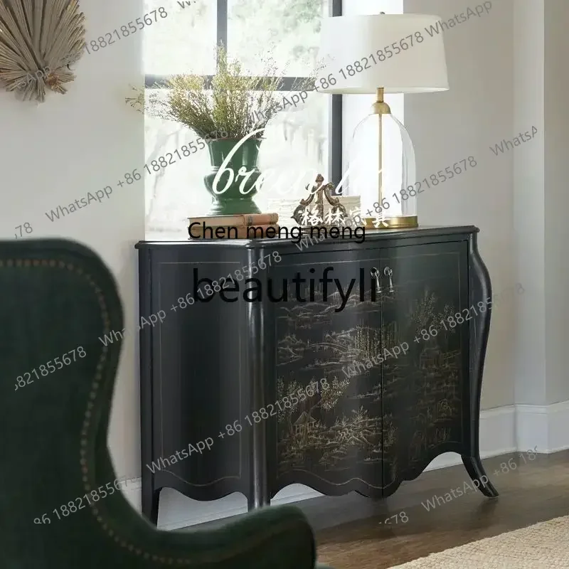 Новое поступление, входной шкаф с ручной росписью в стиле ретро/французский черный боковой шкаф из массива дерева с двойной дверью/американский декоративный шкаф
Новое поступление, входной шкаф с ручной росписью в стиле ретро/французский черный боковой шкаф из массива дерева с двойной дверью/американский декоративный шкаф