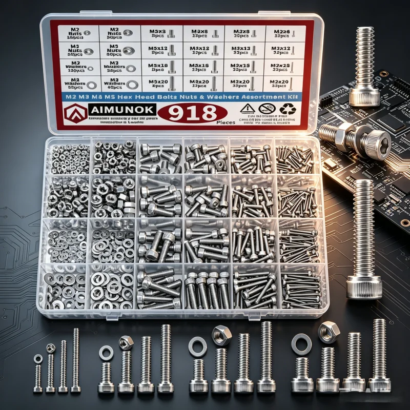 918PCS 304 Stainless Steel Hex Socket Head Bolts Nuts Washers Assortment Kit M2 M3 M4 M5 Screws Set for Repair & DIY
918PCS 304 Stainless Steel Hex Socket Head Bolts Nuts Washers Assortment Kit M2 M3 M4 M5 Screws Set for Repair & DIY