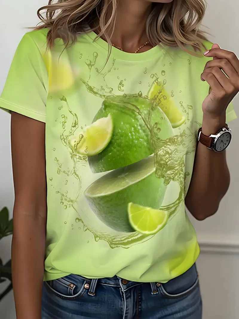 Women's Plus Size 3D Fruit Printed Short Sleeved T-shirt, Loose and Casual, Soft, Comfortable and Breathable, Outdoor Sports
Women's Plus Size 3D Fruit Printed Short Sleeved T-shirt, Loose and Casual, Soft, Comfortable and Breathable, Outdoor Sports