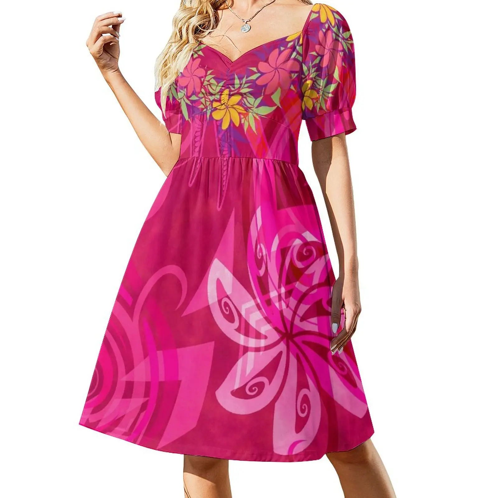 Hawaiian - Samoan - Polynesian Lei Please Pink Tribal Short Sleeved Dress Female dress Dress
Hawaiian - Samoan - Polynesian Lei Please Pink Tribal Short Sleeved Dress Female dress Dress