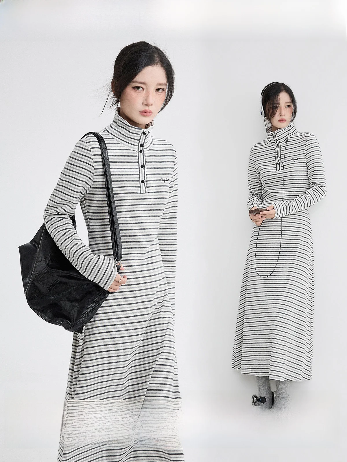 Guier High Collar Stripe Dress Women's A-Line Long Dress Spring 2026 New Style Belted Waist Slim Fit Casual Wear
Guier High Collar Stripe Dress Women's A-Line Long Dress Spring 2026 New Style Belted Waist Slim Fit Casual Wear