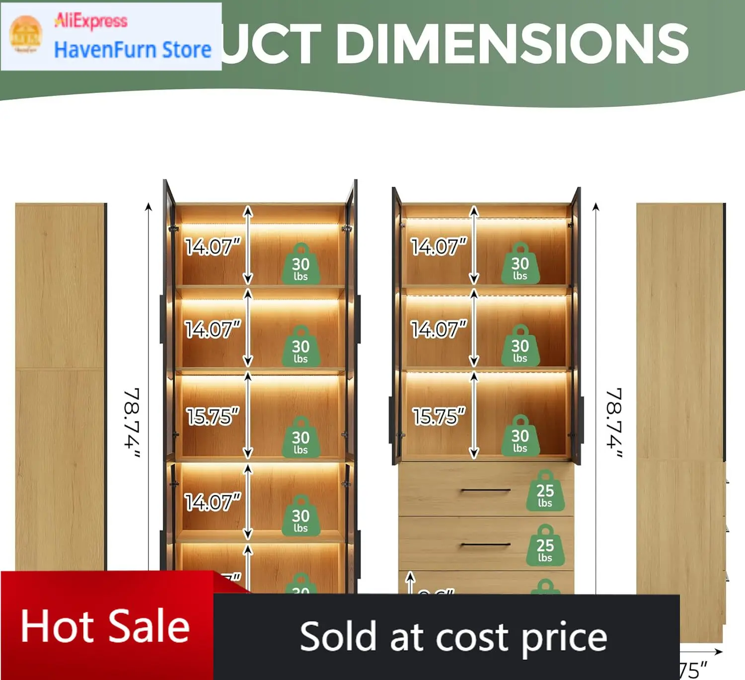 Activity price78.7" Oak Display Cabinet with Glass Doors,3 Drawers Storage Cabinet with APP Control LED Lights,Tall Bookcasse St
Activity price78.7" Oak Display Cabinet with Glass Doors,3 Drawers Storage Cabinet with APP Control LED Lights,Tall Bookcasse St