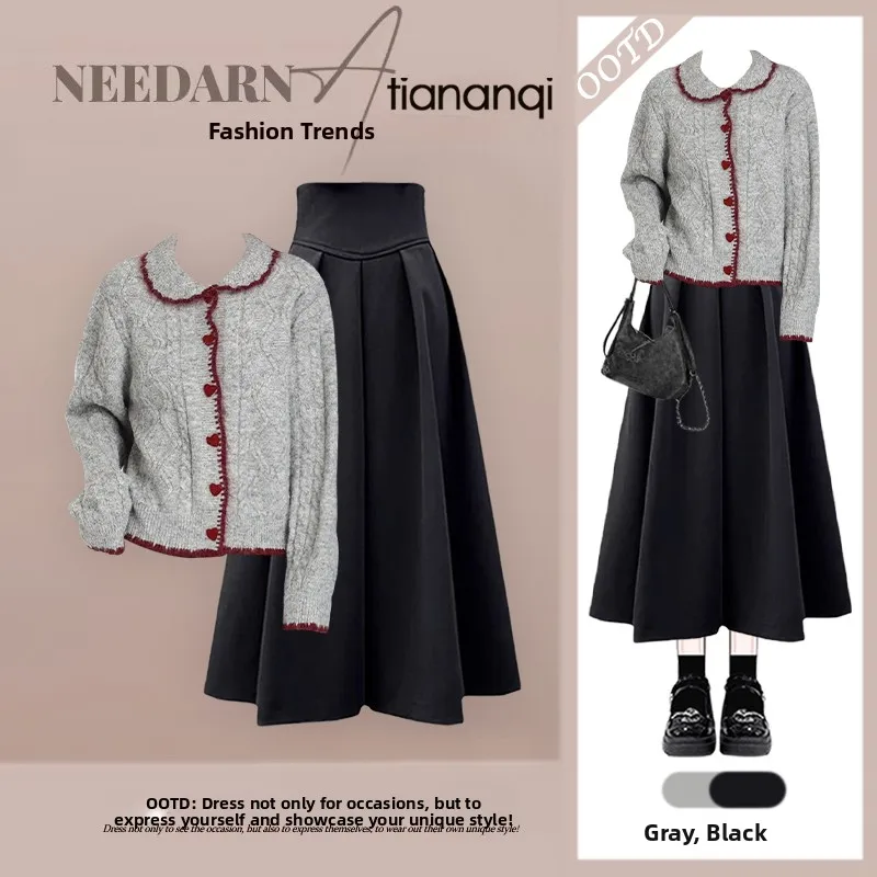 Autumn Faion Knitted Cardigan And Skirt Set Women's Versatile Two-Piece Ensemble Age-Defng Design Casual Chic Look
Autumn Faion Knitted Cardigan And Skirt Set Women's Versatile Two-Piece Ensemble Age-Defng Design Casual Chic Look