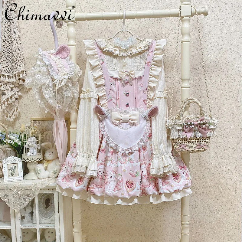 Original Sweet Girls Lolita Jsk Dress 2026 Spring Summer Women's Japanese Kawaii Lamb Strawberry Print Cute Short Dress
Original Sweet Girls Lolita Jsk Dress 2026 Spring Summer Women's Japanese Kawaii Lamb Strawberry Print Cute Short Dress