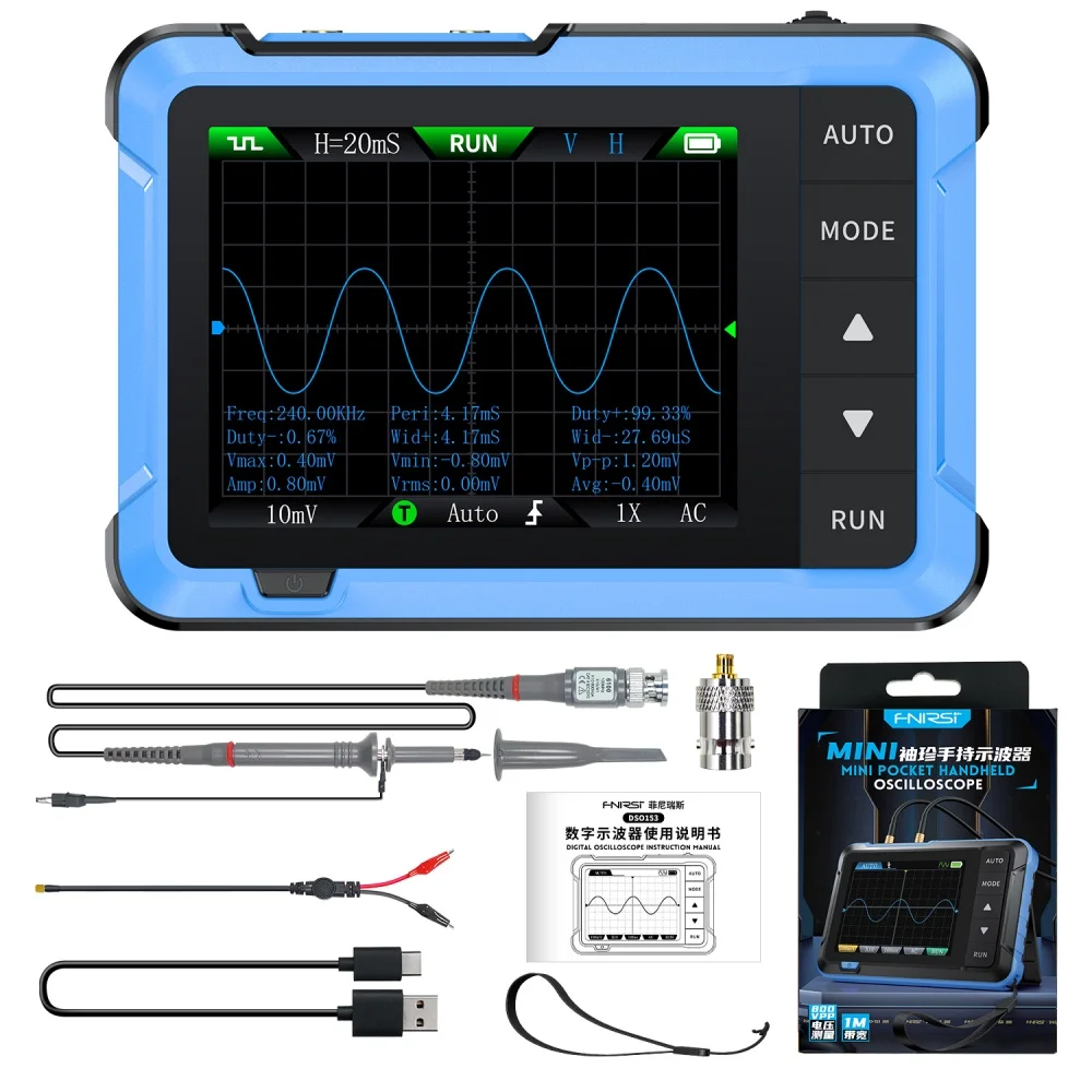 DSO153 10MHz Bandwidth 48MS/s Sampling Rate Mini Handheld Digital 2 IN 1 Oscilloscope Portable Electronic Measurement Tools
DSO153 10MHz Bandwidth 48MS/s Sampling Rate Mini Handheld Digital 2 IN 1 Oscilloscope Portable Electronic Measurement Tools