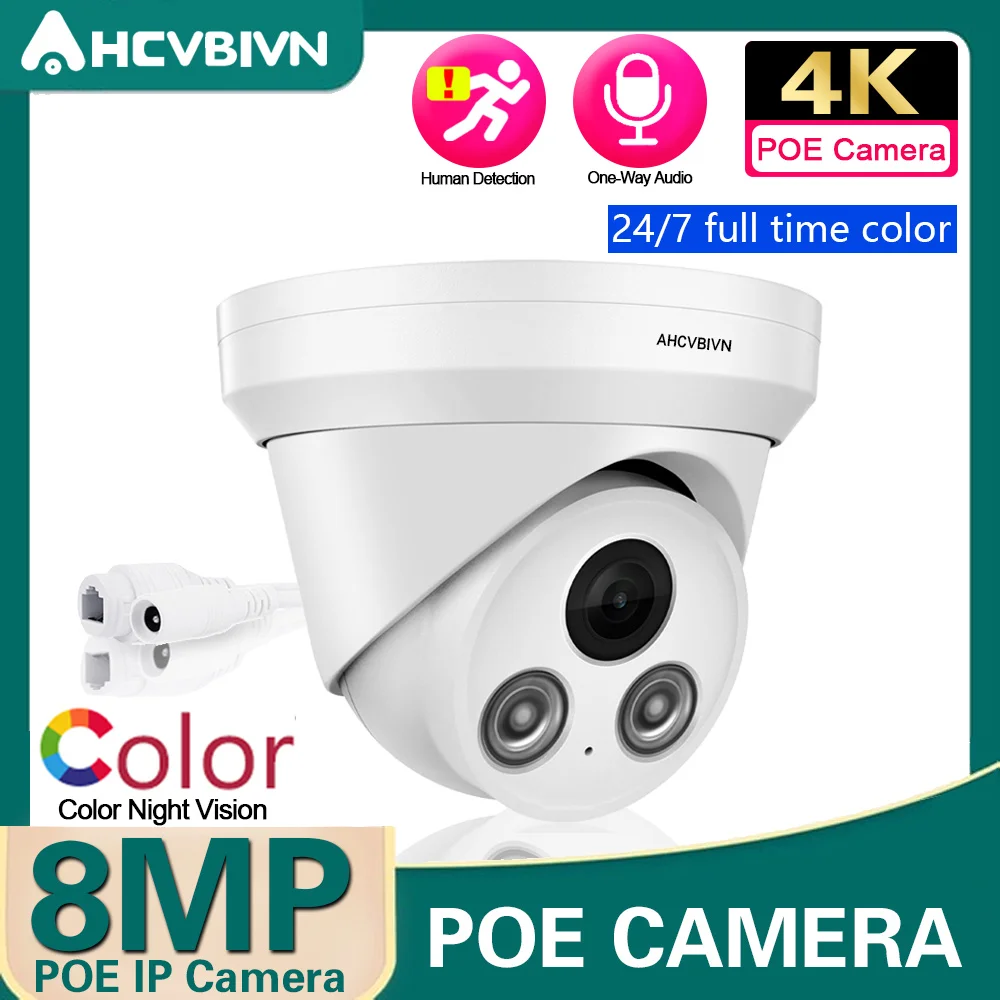 New HD 4K 8MP Colorful POE IP Cam Metal Dome Security Camera Full Color Night Vision 50m Mic/Audio Surveillance Video IP67 H.265
New HD 4K 8MP Colorful POE IP Cam Metal Dome Security Camera Full Color Night Vision 50m Mic/Audio Surveillance Video IP67 H.265