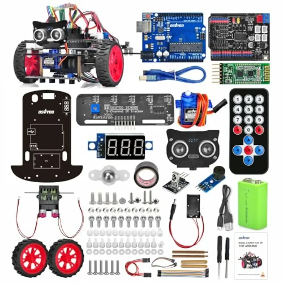 Smart Robot Car kit for Arduino: plastic chassis, black, educational assembly with step-by-step programming guide for adults an
Smart Robot Car kit for Arduino: plastic chassis, black, educational assembly with step-by-step programming guide for adults an