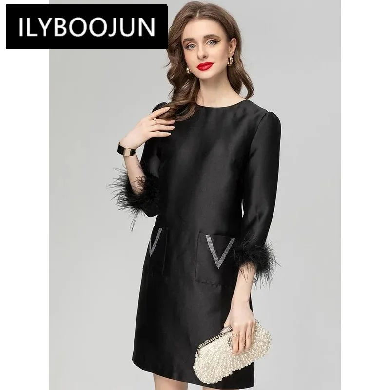 ILYBOOJUN Fashion Designer Black Vintage Party Dress Women's O Neck Long Sleeve Sequins Feather High Waist Slim Mini Dress
ILYBOOJUN Fashion Designer Black Vintage Party Dress Women's O Neck Long Sleeve Sequins Feather High Waist Slim Mini Dress