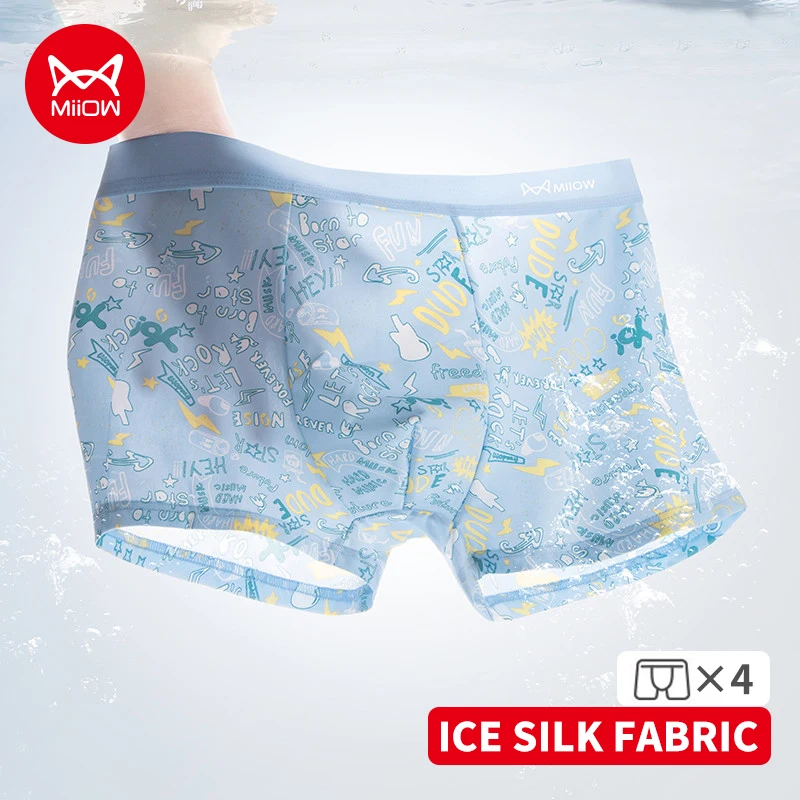 MiiOW 4Pcs Summer Ice Silk Men Boxers 10A Antibacterial Crotch Man Underpants Breathable Cartoon Printed Men's Underwear Panties
MiiOW 4Pcs Summer Ice Silk Men Boxers 10A Antibacterial Crotch Man Underpants Breathable Cartoon Printed Men's Underwear Panties