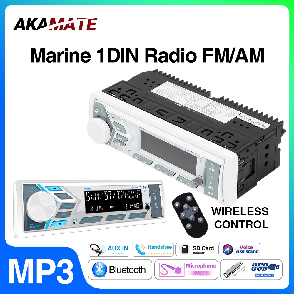 Универсальная 1DIN магнитола для лодок, автодомов, квадроциклов, UTV, морских судов, стерео-медиаплеер с Bluetooth, AUX, USB, пультом ДУ, FM/AM радио
Универсальная 1DIN магнитола для лодок, автодомов, квадроциклов, UTV, морских судов, стерео-медиаплеер с Bluetooth, AUX, USB, пультом ДУ, FM/AM радио