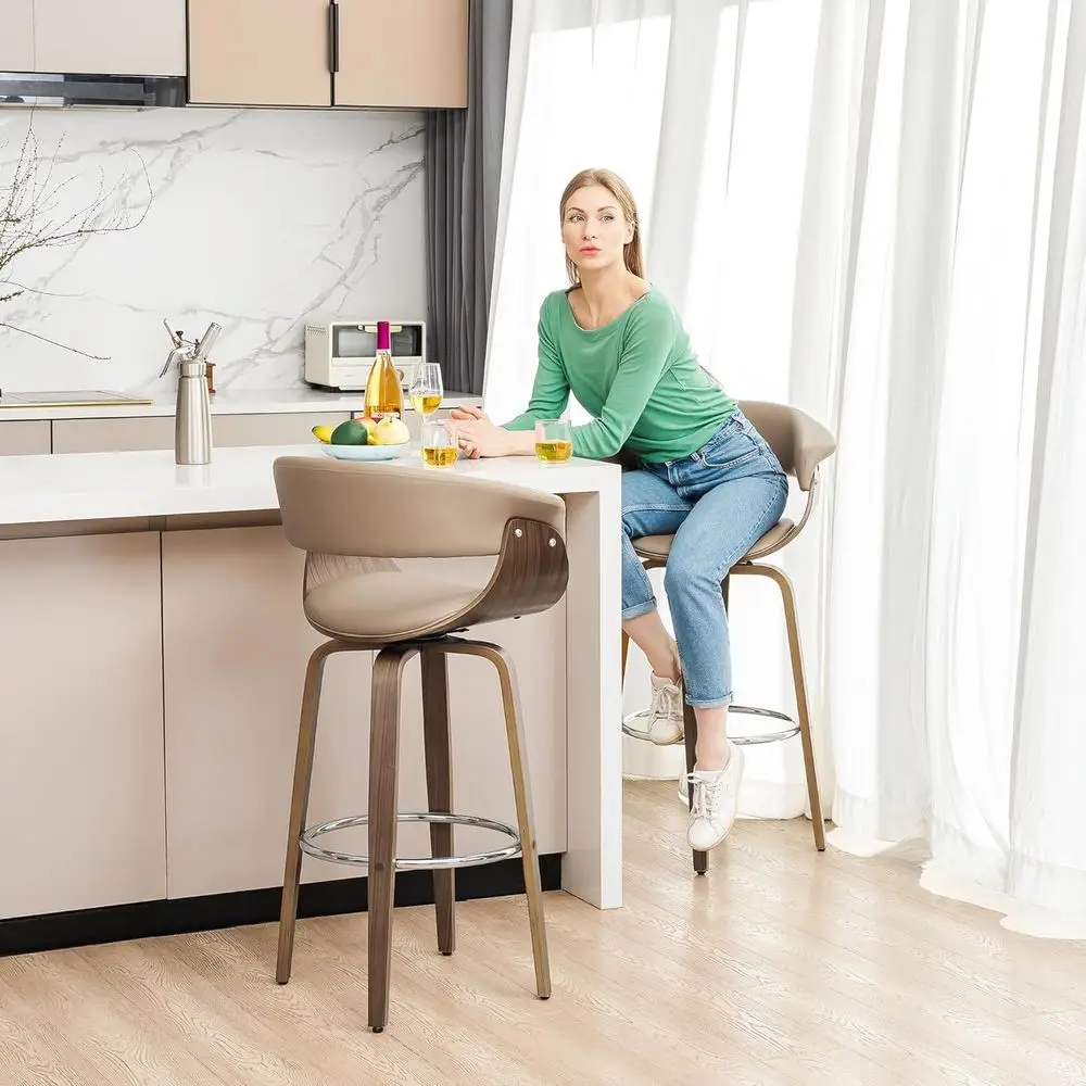 Set of 2 Modern PU Leather Swivel Bar Stools with Back, Suitable for Kitchen Island and Dining Rooms
Set of 2 Modern PU Leather Swivel Bar Stools with Back, Suitable for Kitchen Island and Dining Rooms