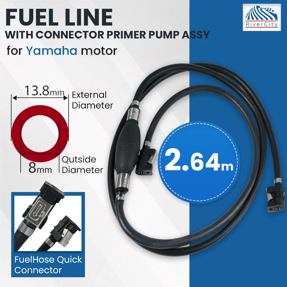 5/16" Fuel Line Assembly, 8mm Fuel Line Hose Assembly with Primer Bulb for Marine Outboard Boat Motor RVs Tractors and Caravans
5/16" Fuel Line Assembly, 8mm Fuel Line Hose Assembly with Primer Bulb for Marine Outboard Boat Motor RVs Tractors and Caravans