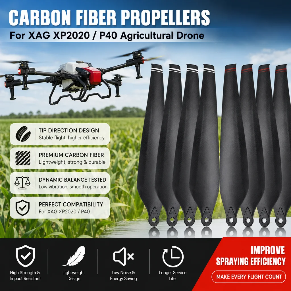 Carbon Fiber Propellers XP-S/XP-T Blades with Tip Direction Design for XAG XP2020/P40 Agricultural Drone
Carbon Fiber Propellers XP-S/XP-T Blades with Tip Direction Design for XAG XP2020/P40 Agricultural Drone