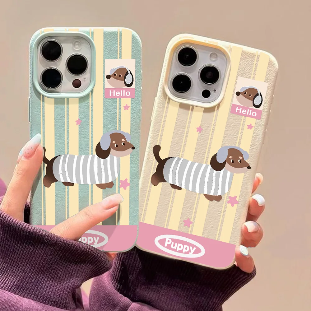 Korean Cute Cartoon Dachshund Litchi Pattern Phone Case For iPhone 16 13 11 15 12 14 Pro Max 16 Plus Shockproof Leather Cover
Korean Cute Cartoon Dachshund Litchi Pattern Phone Case For iPhone 16 13 11 15 12 14 Pro Max 16 Plus Shockproof Leather Cover