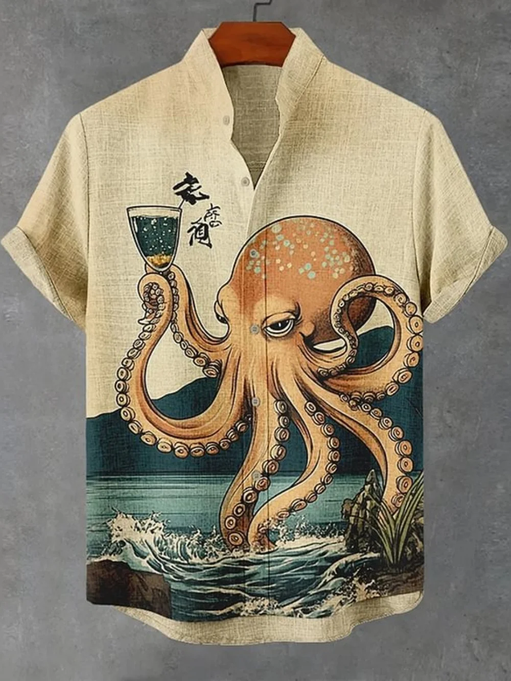 Men's Ocean Octopus Print Stand-up Collar Short Sleeve Linen Shirt Fashionable Casual Creative Daily Vacation Dressing
Men's Ocean Octopus Print Stand-up Collar Short Sleeve Linen Shirt Fashionable Casual Creative Daily Vacation Dressing