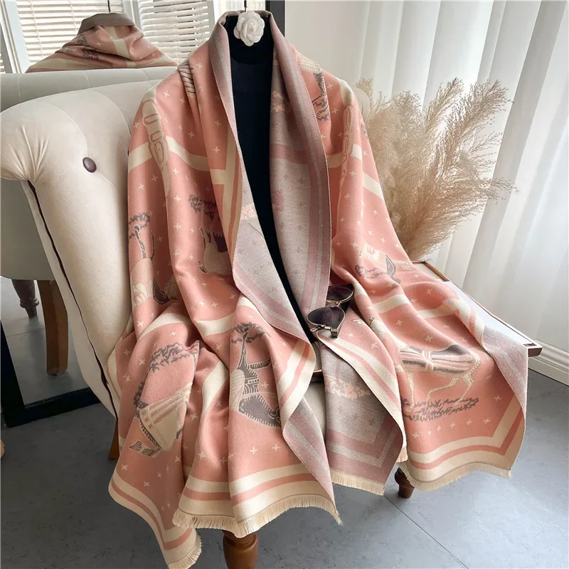 Luxury Horse Print Thick Cashmere Blanket Women Scarf Warm Pashmina Shawl Winter Wraps Bufanda New Design Poncho Echarpe Female 
Luxury Horse Print Thick Cashmere Blanket Women Scarf Warm Pashmina Shawl Winter Wraps Bufanda New Design Poncho Echarpe Female