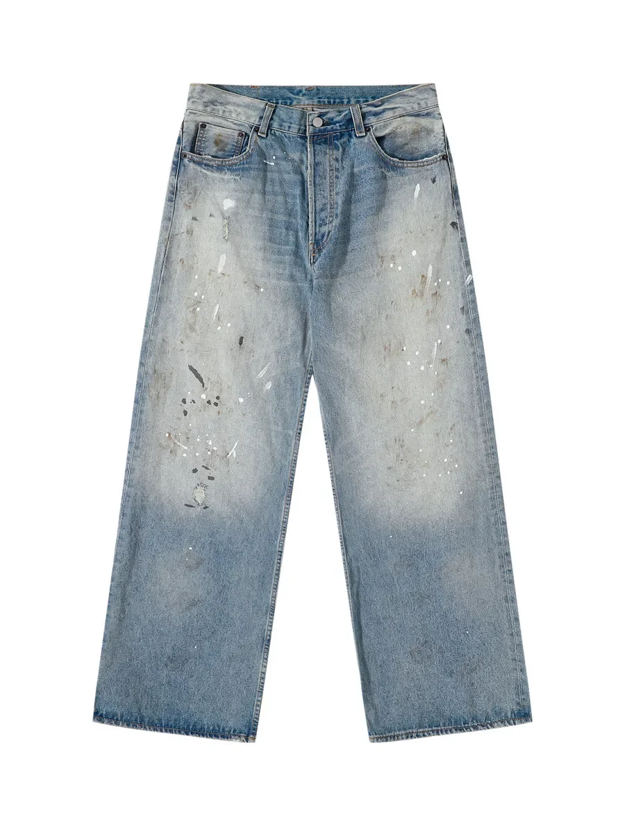 AC hand-painted 25SS old ink-splashing 2021M washed micro-straight jeans
AC hand-painted 25SS old ink-splashing 2021M washed micro-straight jeans