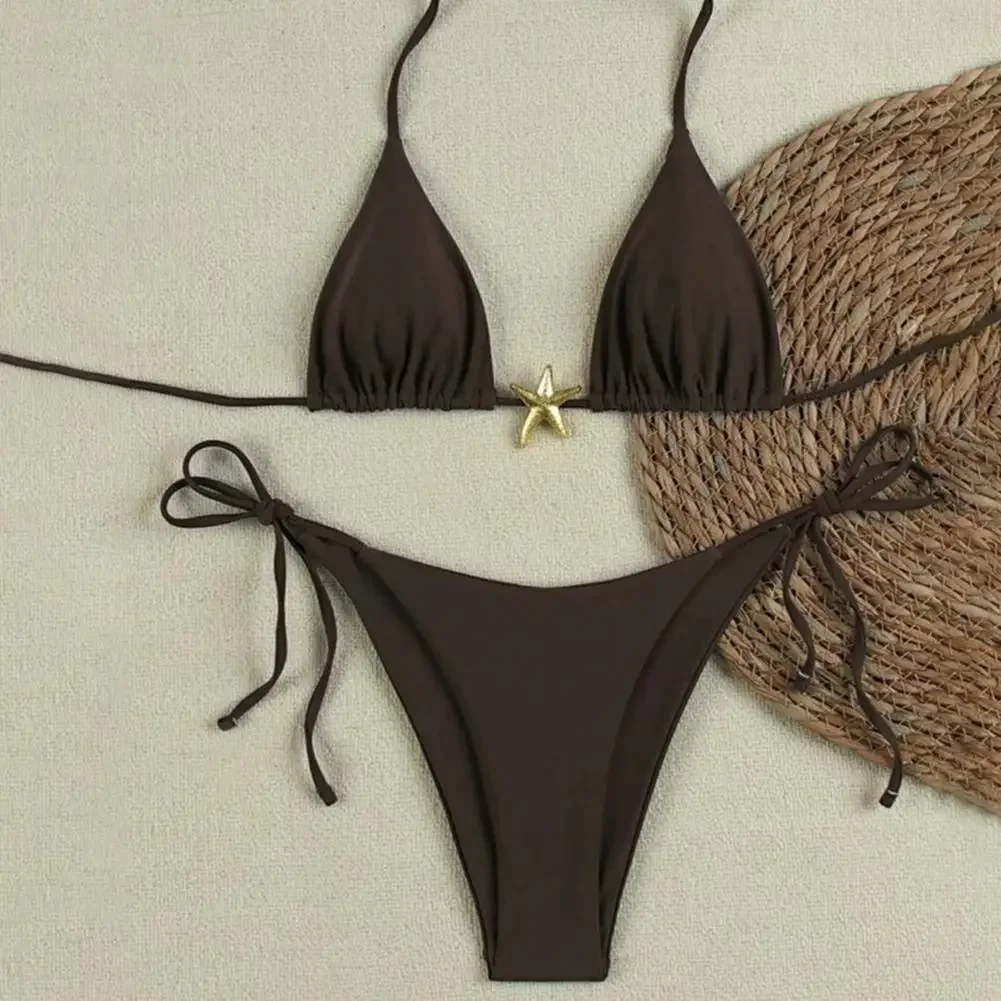 1set Sexy Women Pure Color Bikini Casual Metal Pentagram Hanging Neck Bound Bikini Split Swimsuit Brazilian Swimwear
1set Sexy Women Pure Color Bikini Casual Metal Pentagram Hanging Neck Bound Bikini Split Swimsuit Brazilian Swimwear
